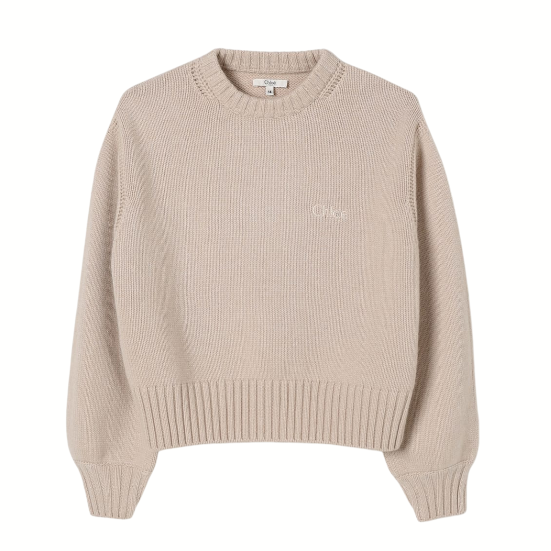 1LN1223-020 CHLOE Knitted Sweater with Embroidered Logo #C20644-257 (C-BR-E)