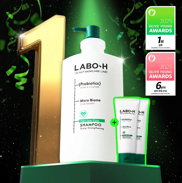 Labo H Probiotic Anti-Hair Loss and Scalp Strengthening Shampoo 750ml (includes 120ml + 120ml shampoo)