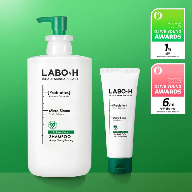 Labo H Probiotic Anti-Hair Loss and Scalp Strengthening Shampoo 750ml (includes 120ml + 120ml shampoo)