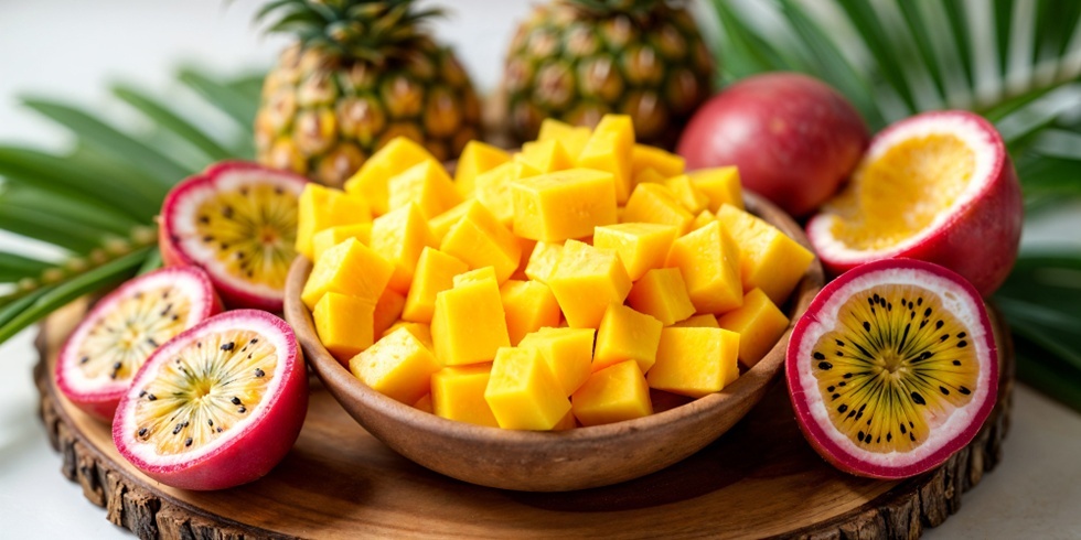 台灣水果一年四季接力登場，像是芒果、芭樂香氣很明顯，放進義大利冰淇淋裡，不容易被稀釋。