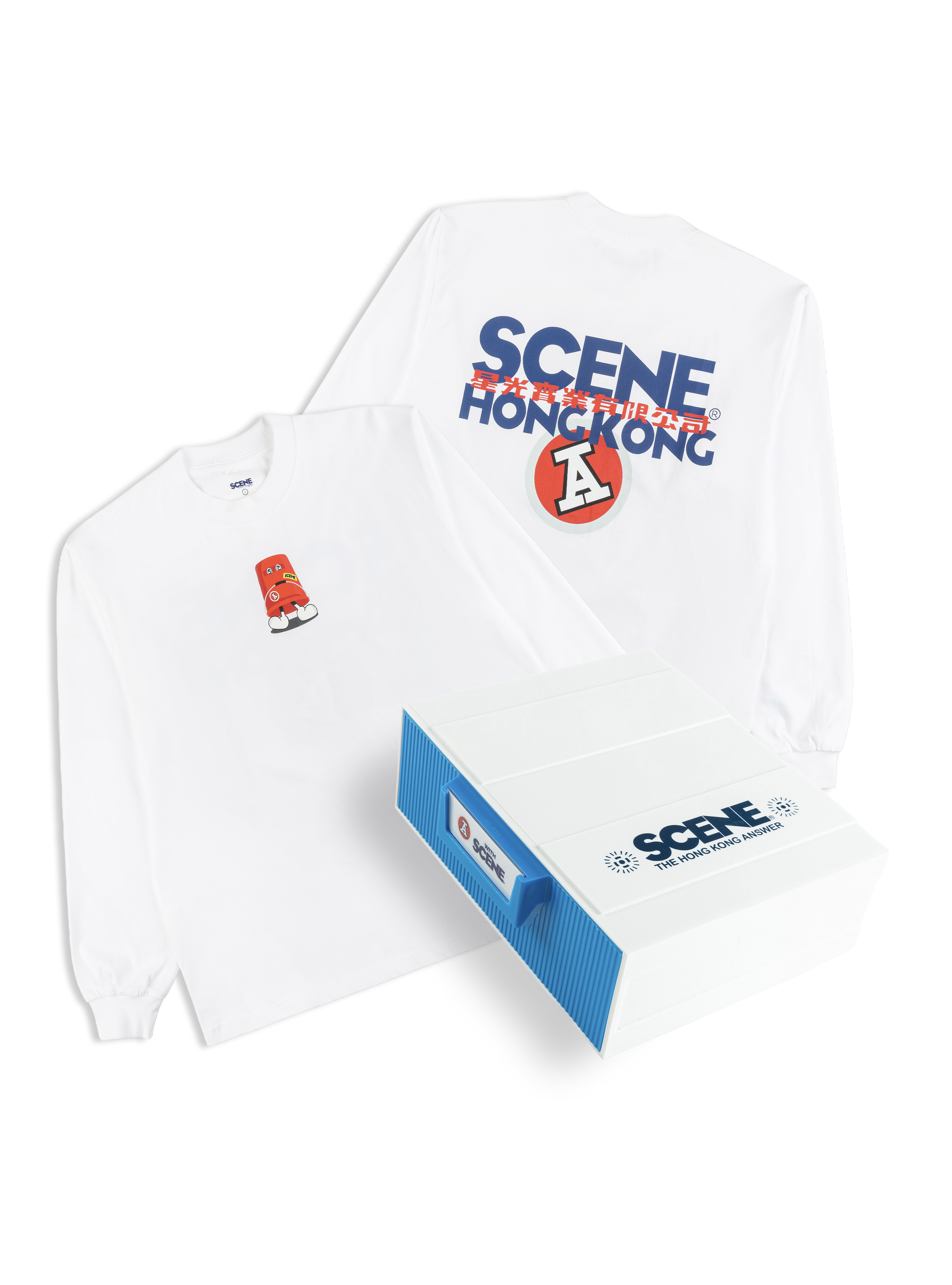 BOX SET - RED A BUCKET LONG TEE // WHT