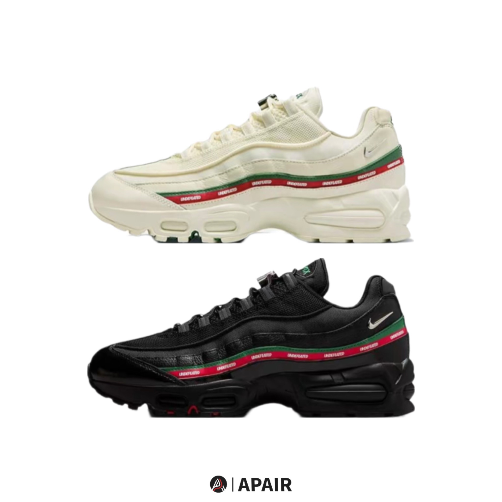【APAIR】預購 Nike Air Max 95 x Undefeated 黑 白 兩色 紅綠 氣墊 聯名款 IB4453-100  IB4453-001