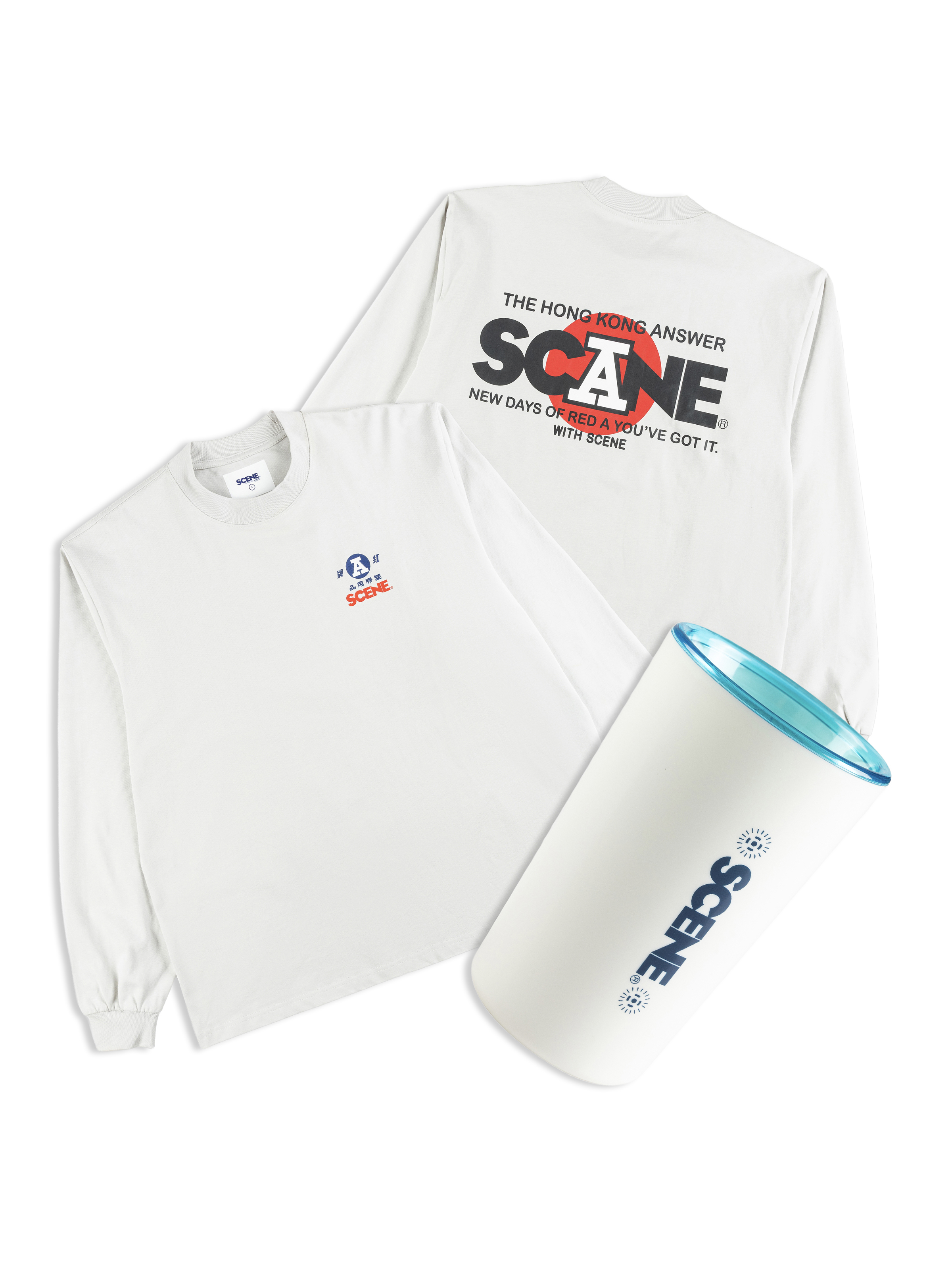 SET C - RED A LOGO TEE // LIGHT GRY + DOUBLE WALL CUP