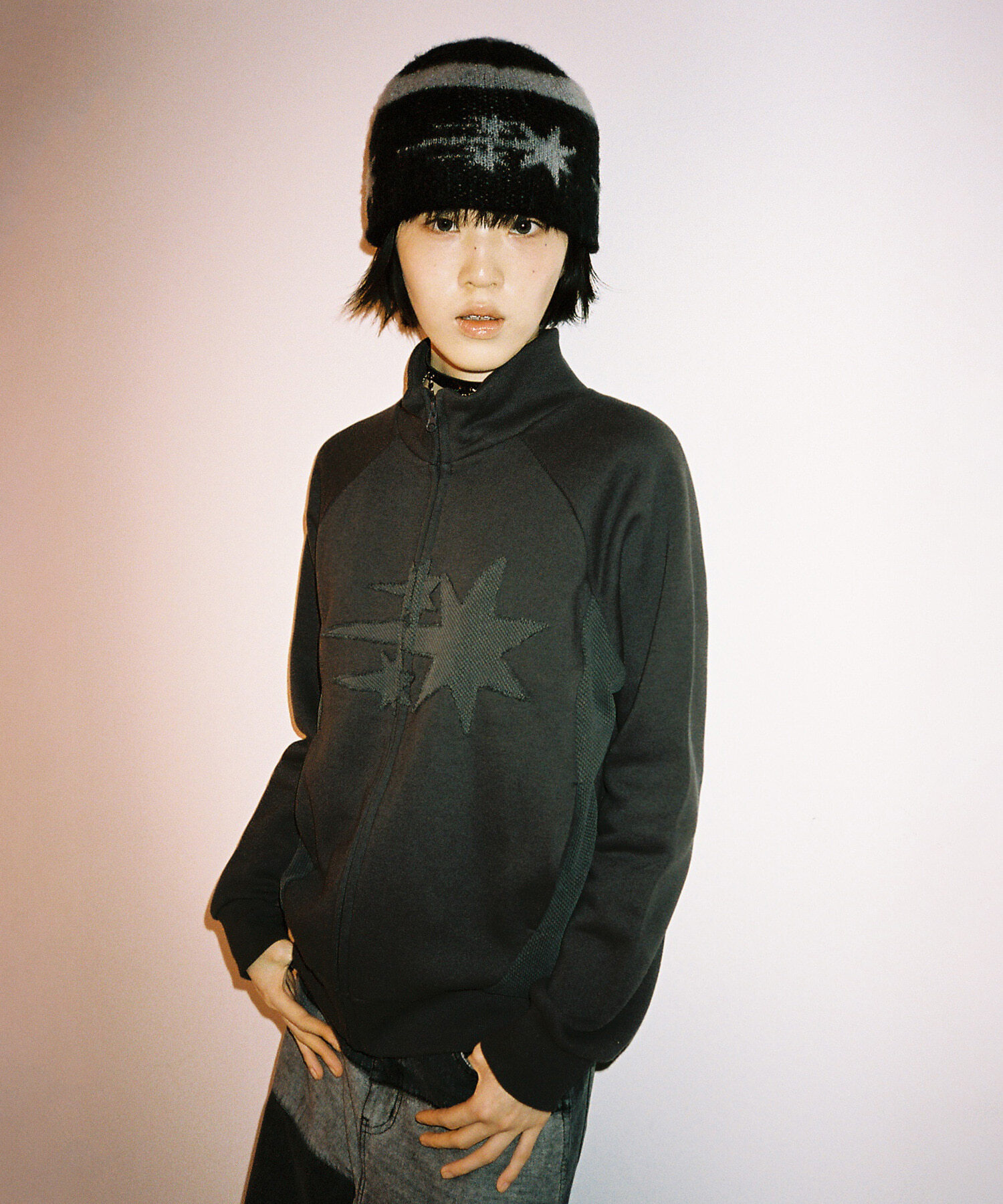 Niceghostclub 3STARS SWEAT JERSEY ZIP UP