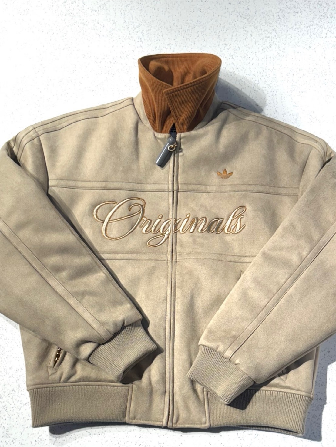 ADIDAS 美式 撞色 麂皮 翻領 燈芯絨 夾克