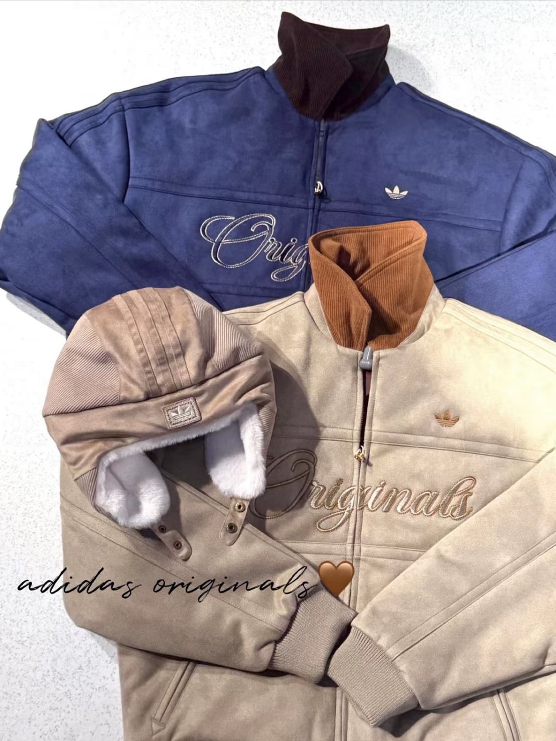 ADIDAS 美式 撞色 麂皮 翻領 燈芯絨 夾克