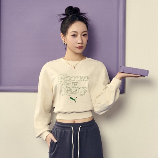 PUMA 大學T 流行系列 TEAM CC 米白 短版 圓領衫 女 63095280