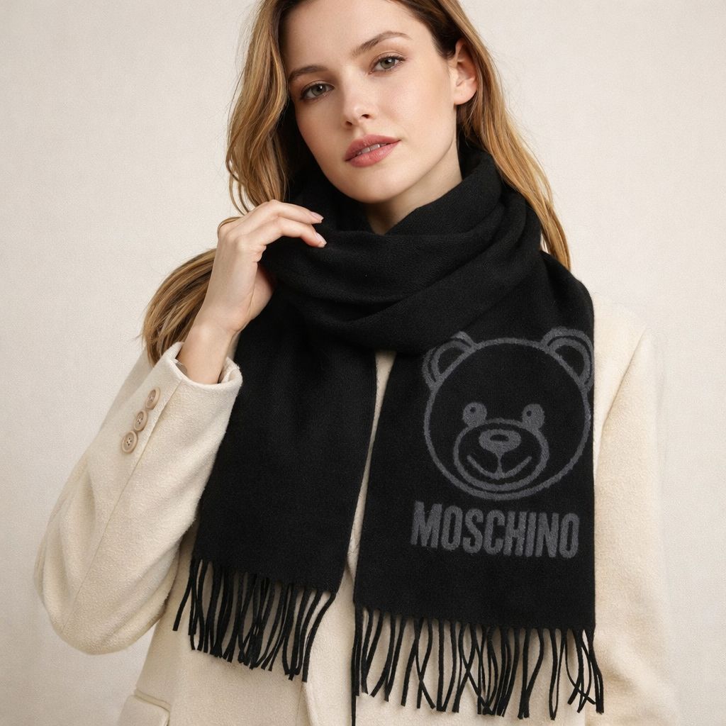 【現貨】Moschino LL1025171 大頭熊仔頸巾 (黑色) (50196 M5646)