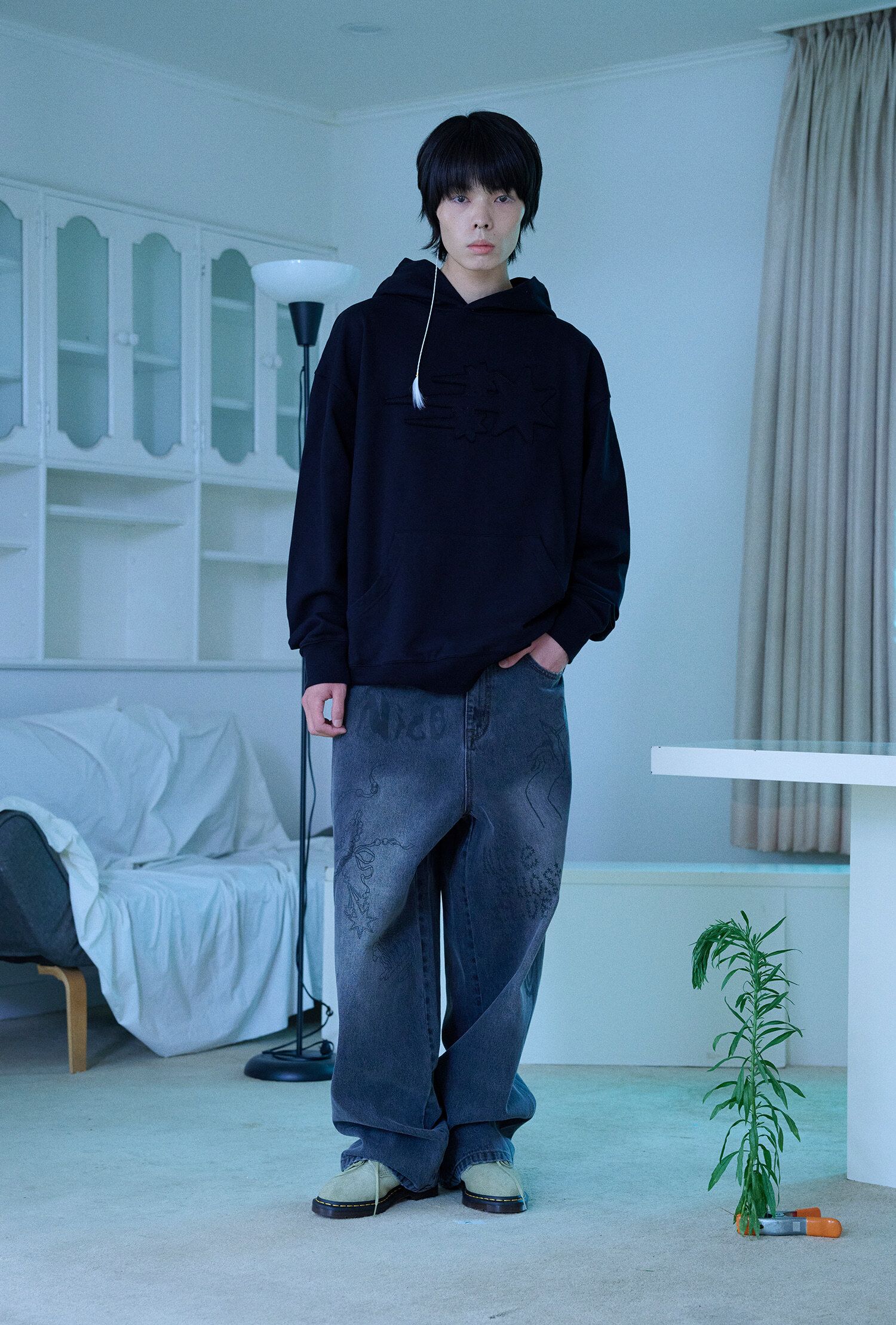 Niceghostclub 3star logo hoodie