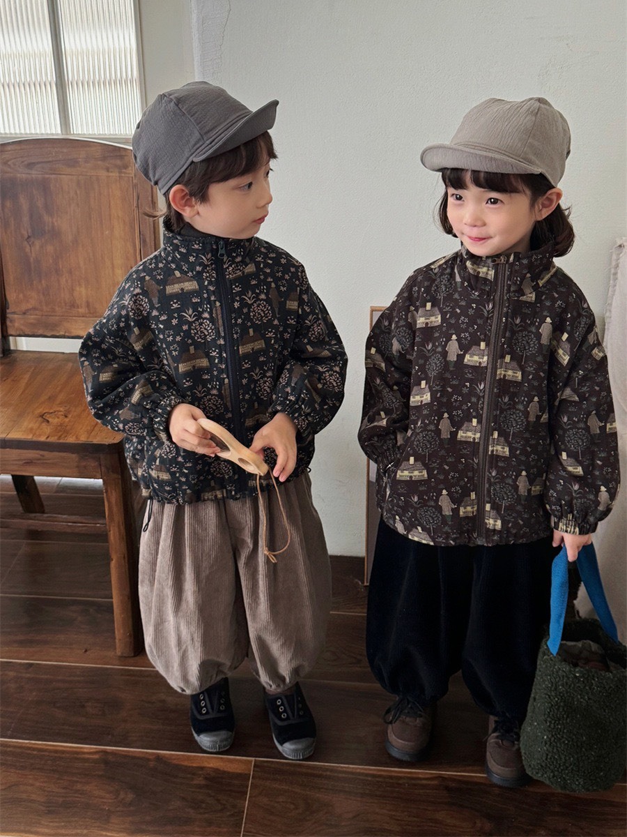 純色燈芯絨縮口褲