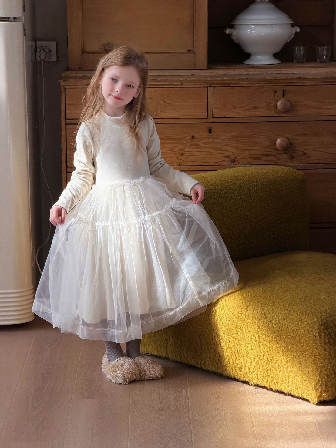 氣質長袖公主紗裙