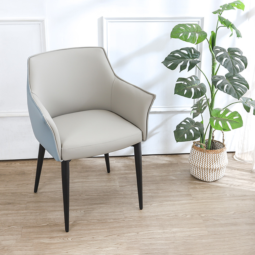 傑伊工業風扶手餐椅/休閒椅/洽談椅/商業椅-淺灰色