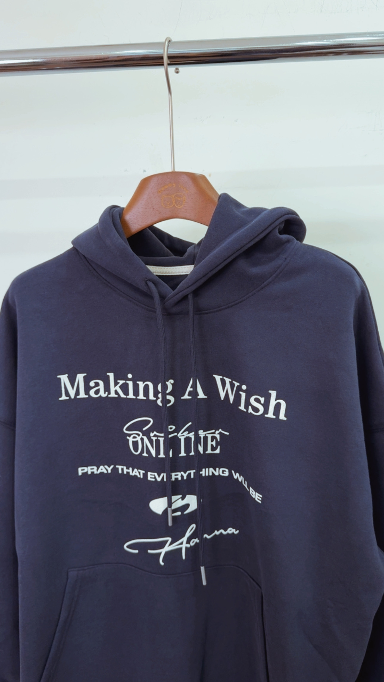 TX52295男女都可以的美式印字連帽上衣(藏青)