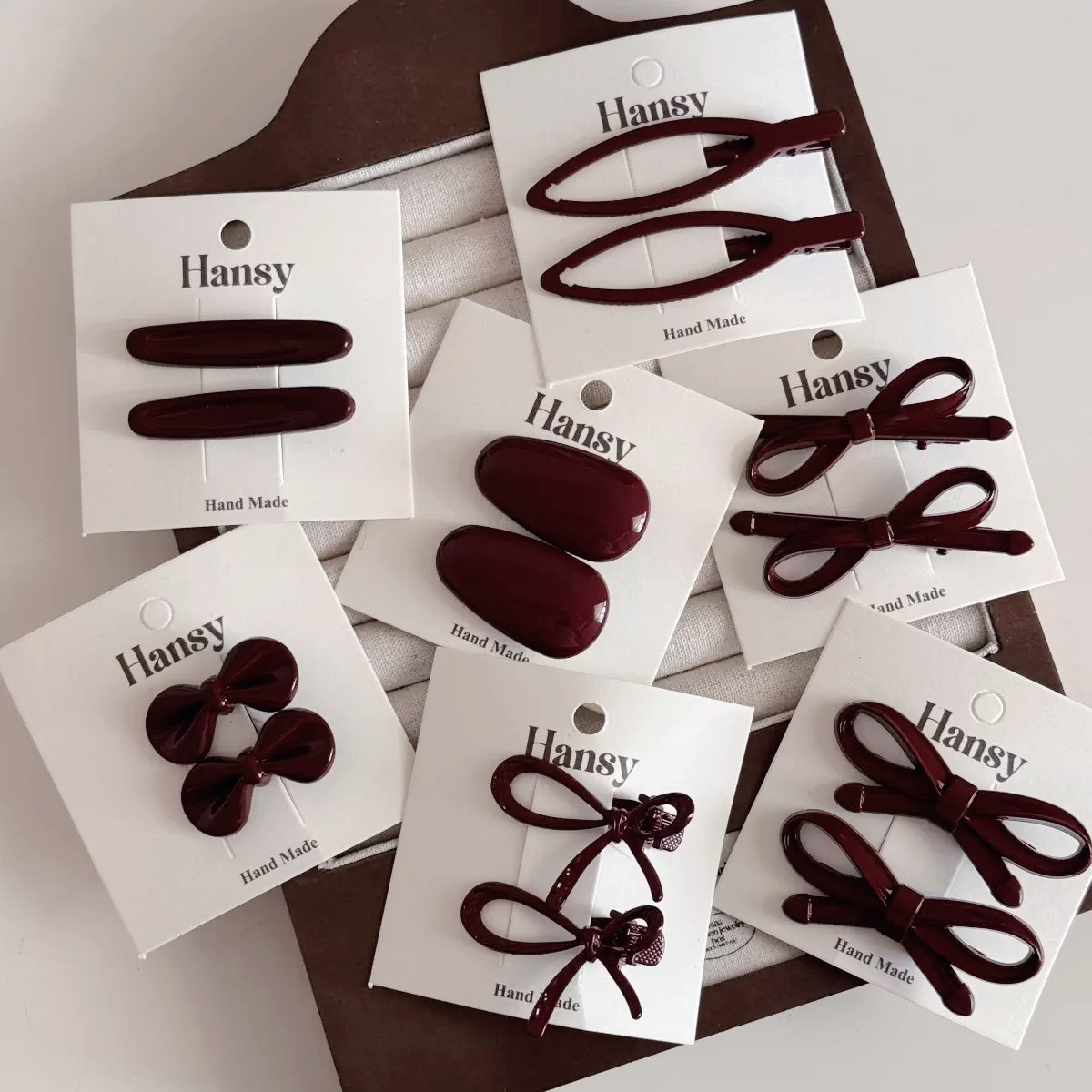 法式紅色系髮夾