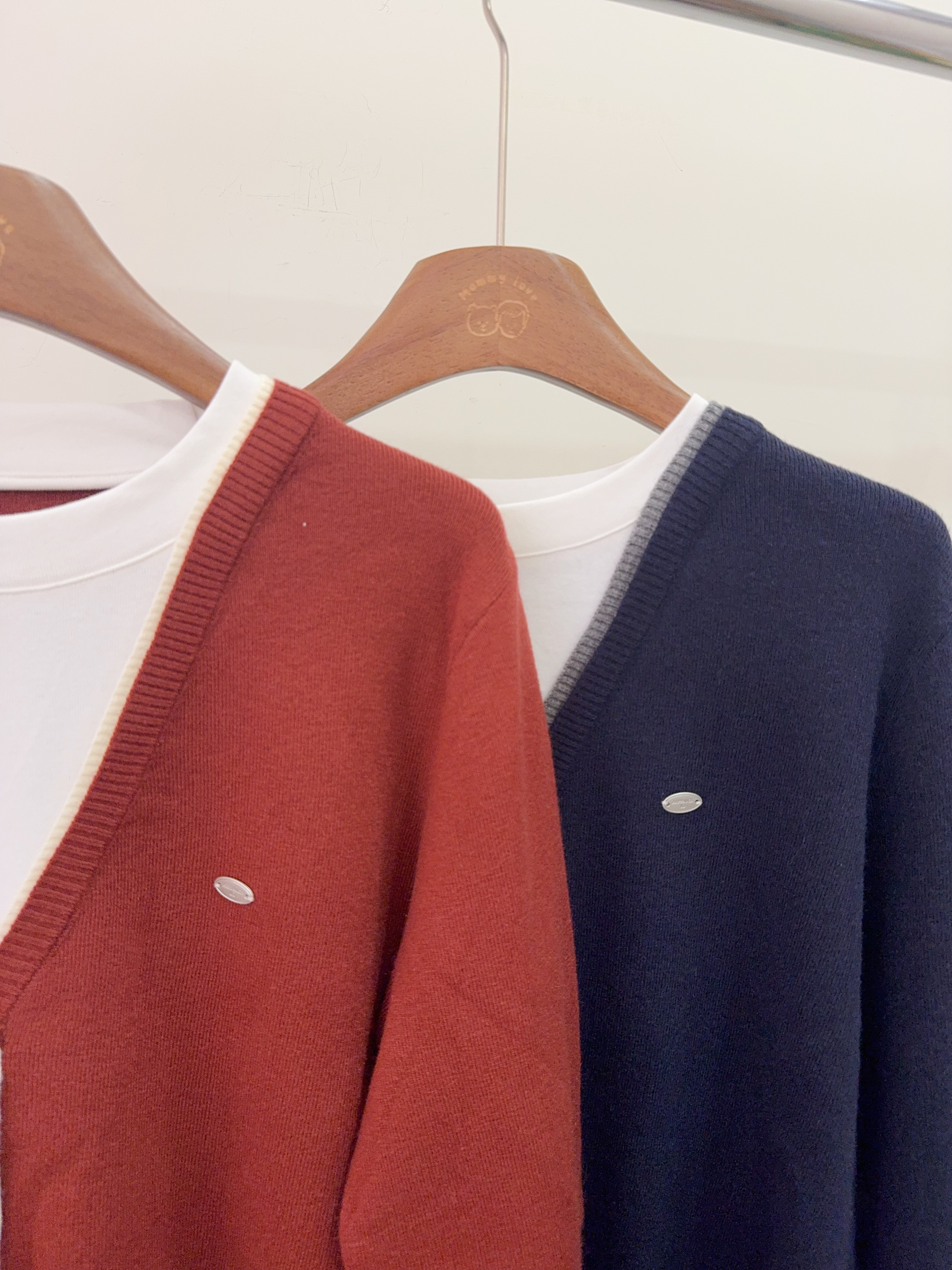 8087假兩件Ｖ領針織上衣