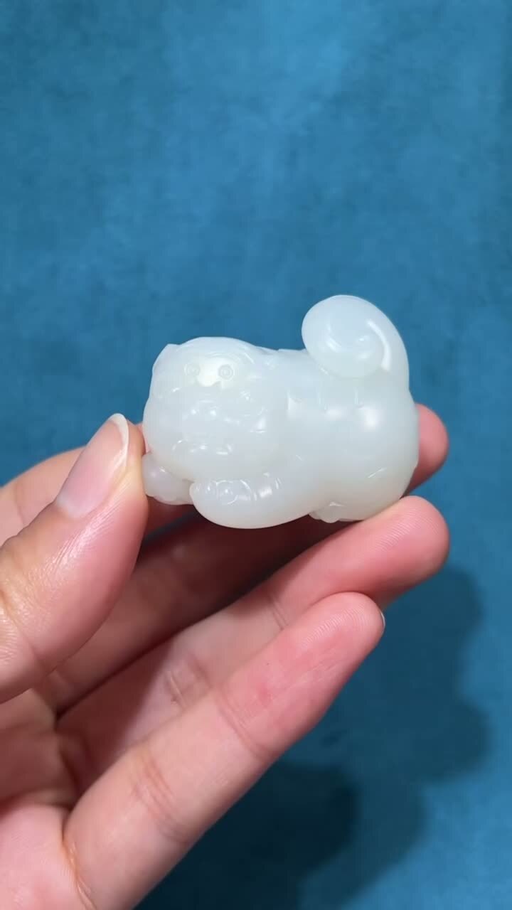 和田玉籽料萌虎,天然和田玉軟玉