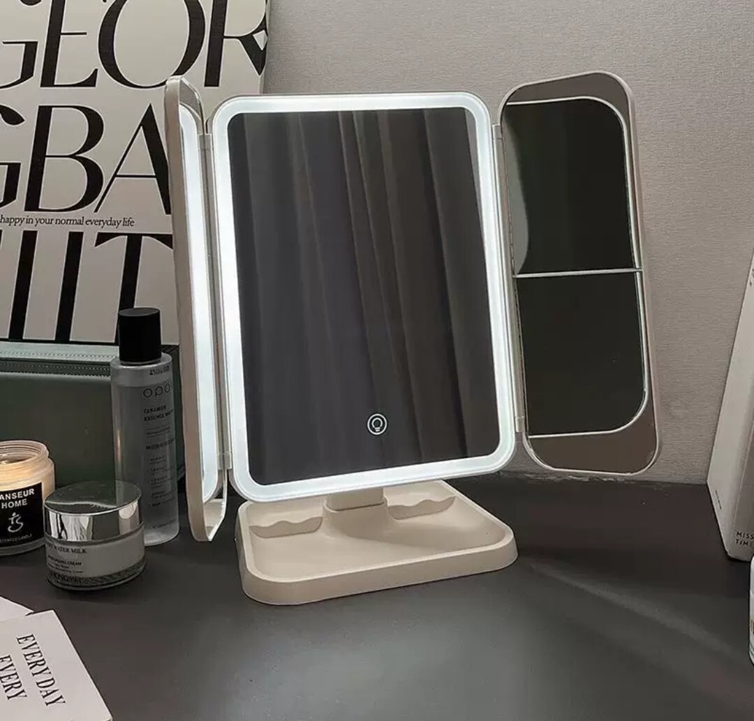 簡約風折疊式LED美妝鏡