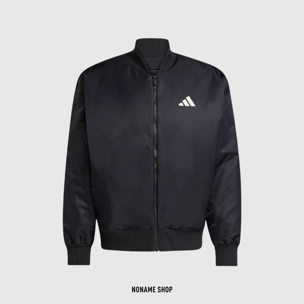 ADIDAS M STADIUM BOMBER 三線 立領 美式 飛行 外套 黑色 (男款)