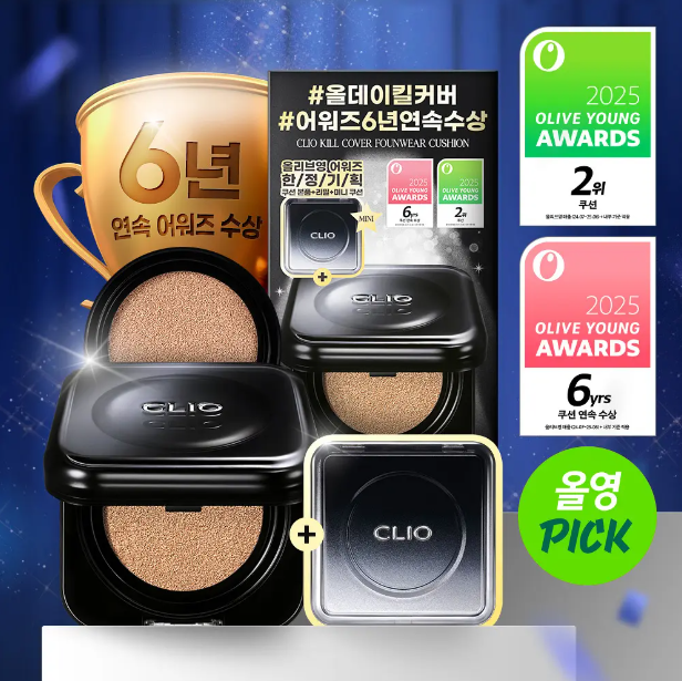 CLIO Kill Cover Founwear Cushion Foundation - Ultimate Long-Lasting Flawless Cushion Foundation (with refill + mini size)