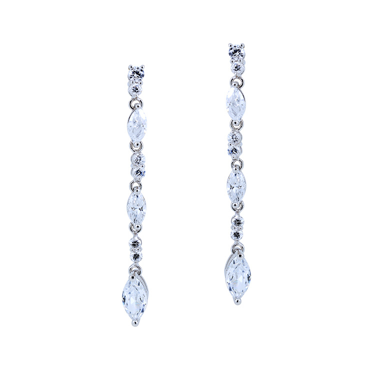 925純銀「marquise 馬眼型」晶鑽耳環-ADSNE0050