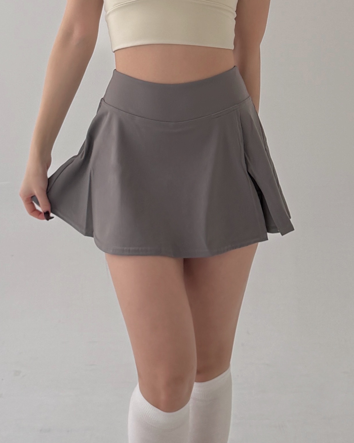 the classic one skirt 百褶開衩褲裙 / 灰色