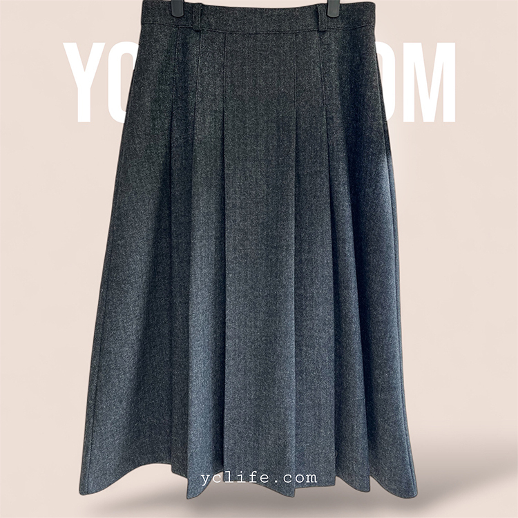 精裁羊毛人字紋褶裙