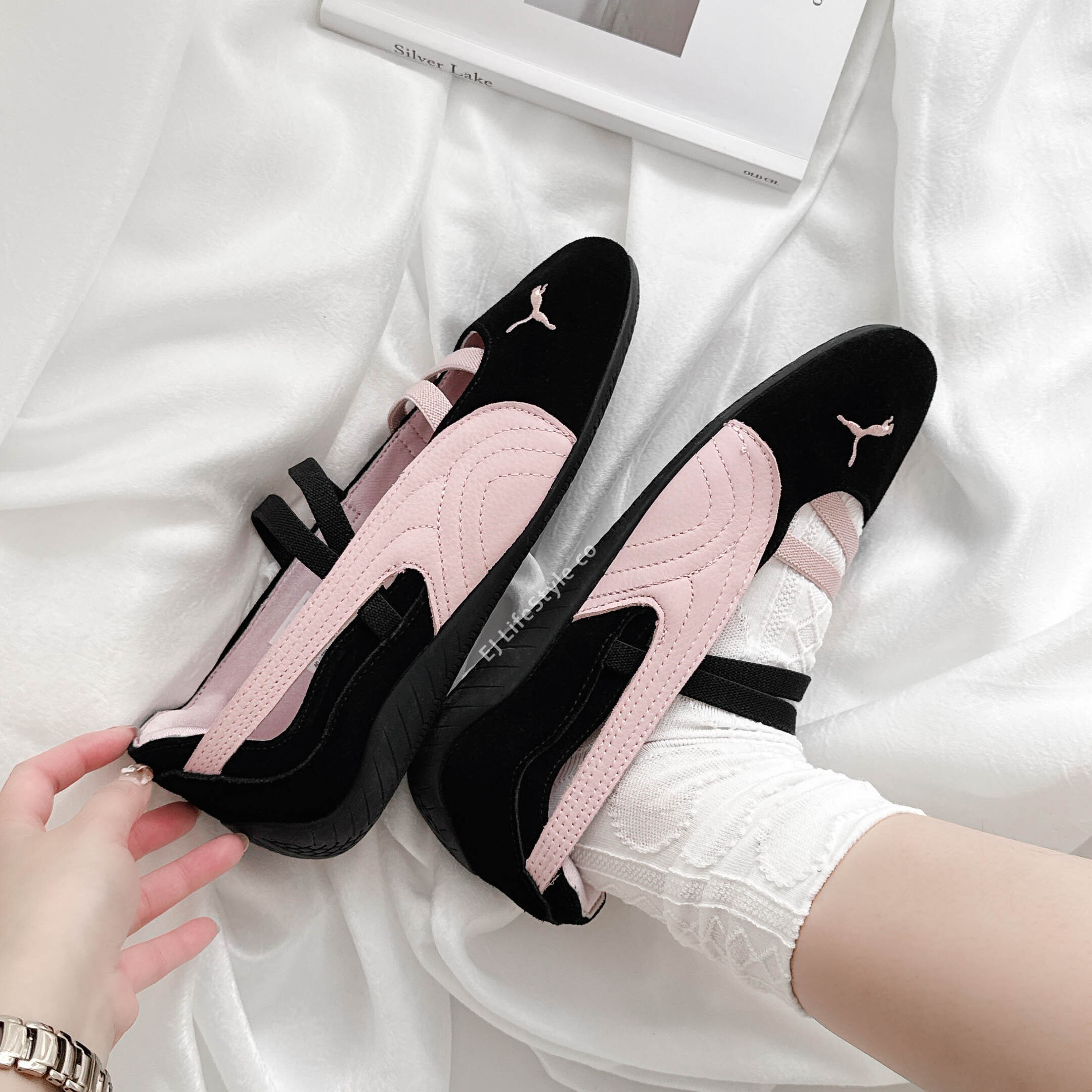 PUMA SPEEDCAT BALLET 賽車鞋 芭蕾舞鞋 涼鞋 黑粉 柔粉 仿皮革 女鞋 406334-02 / 現+預