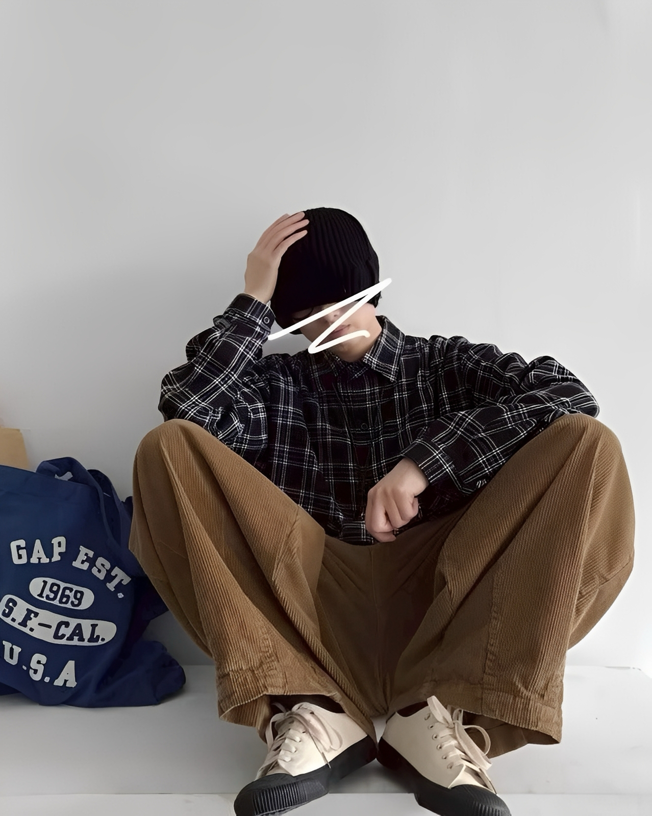 日系 復古 格紋 長袖 襯衫