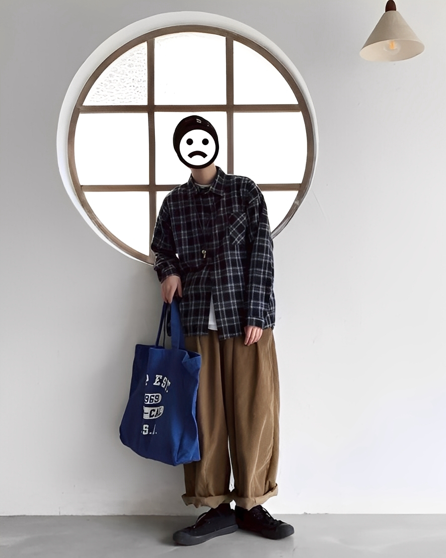 日系 復古 格紋 長袖 襯衫