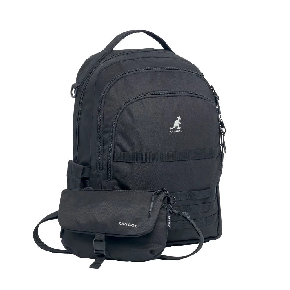 KANGOL 後背包 黑色/卡其 多夾層 母子包 筆電包 大容量 6455174120 6455174132