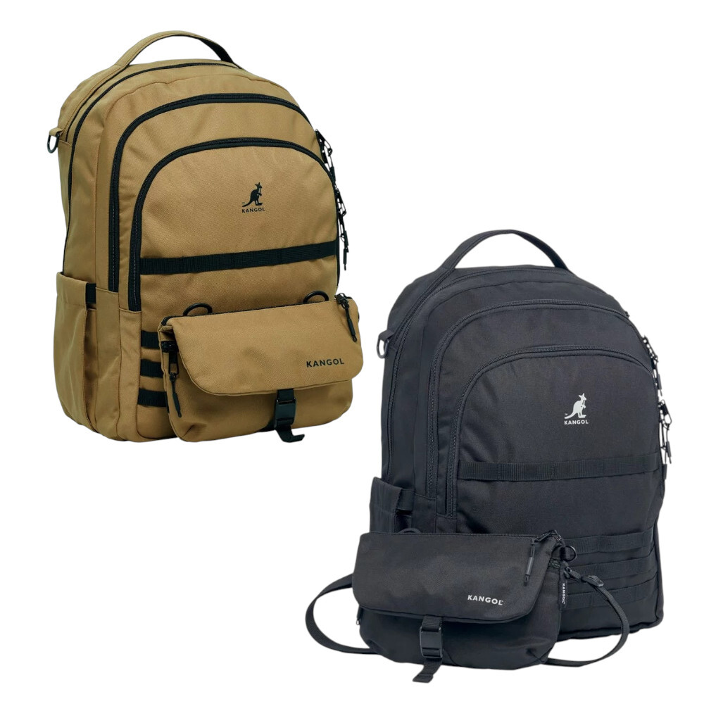 KANGOL 後背包 黑色/卡其 多夾層 母子包 筆電包 大容量 6455174120 6455174132