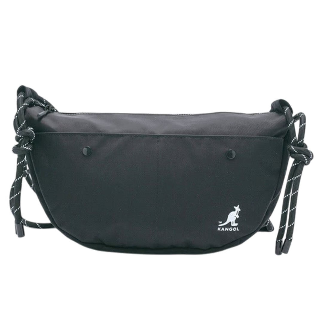 KANGOL 側背包 黑 袋鼠 抽繩 大容量 半月包 6455870820