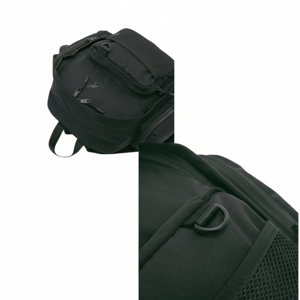 KANGOL 後背包 黑 袋鼠 方形 大容量 6455874020