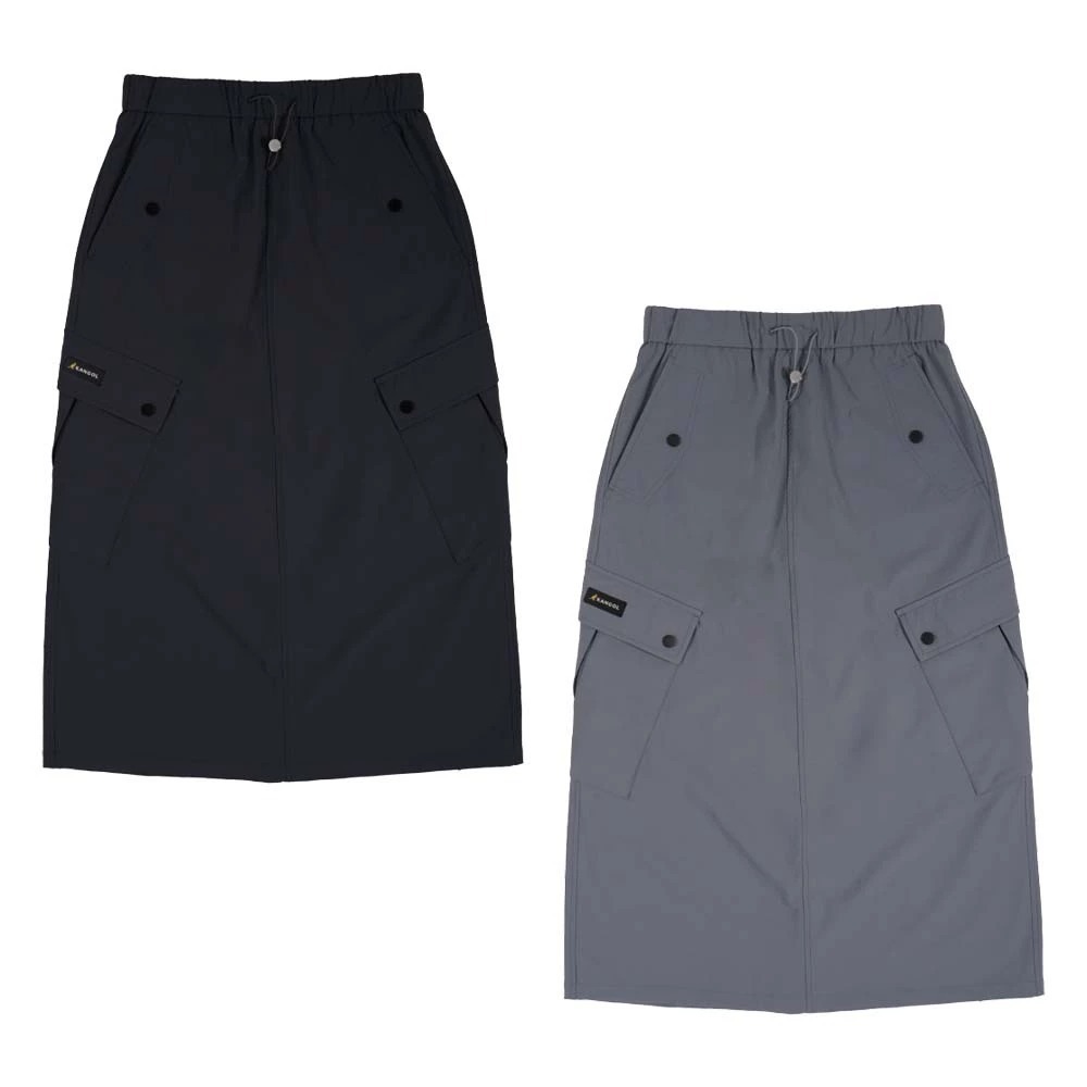 KANGOL 長裙 黑 灰 抽繩 工裝 口袋 休閒 直筒裙 女 6522150412 6522150420