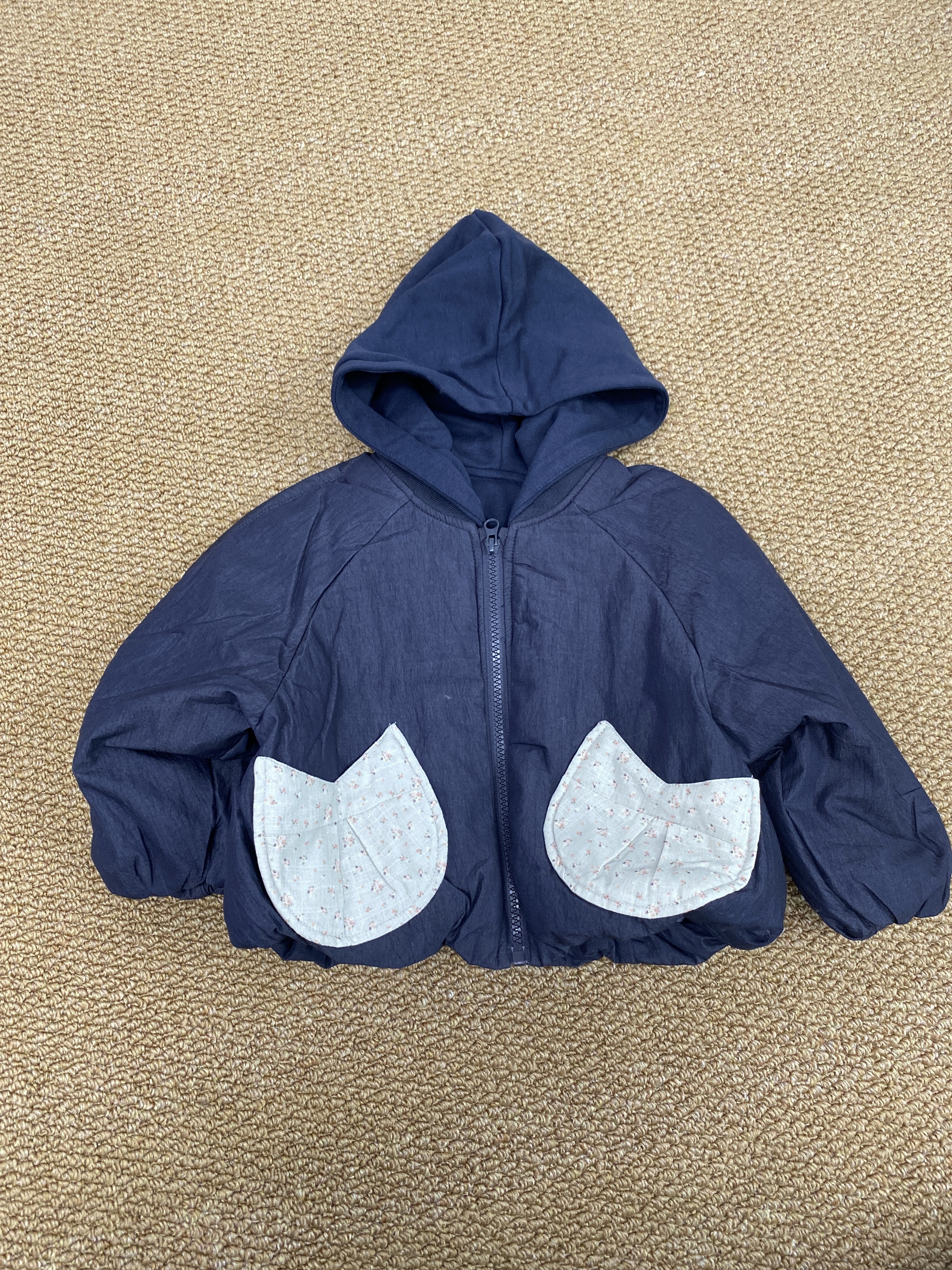 A03956夾棉碎花口袋外套