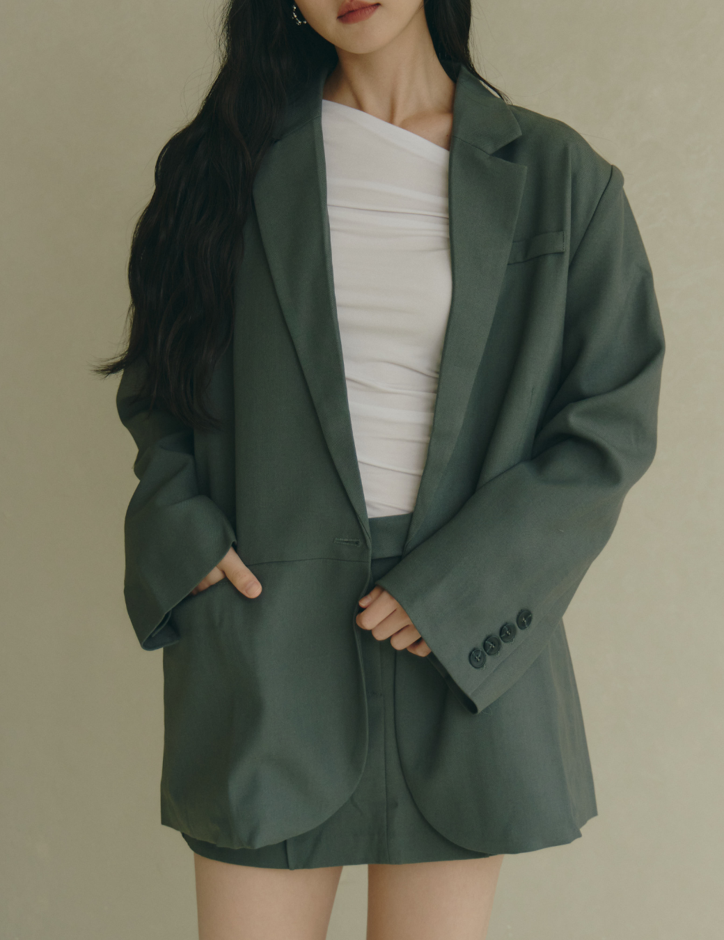 雙開衩設計西裝外套（暮色灰/2尺寸）