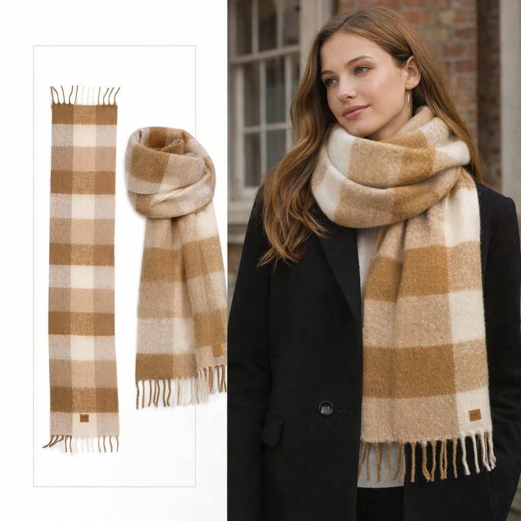 【預購】Q122203 COLE HAAN牛津棕褐色格子圍巾