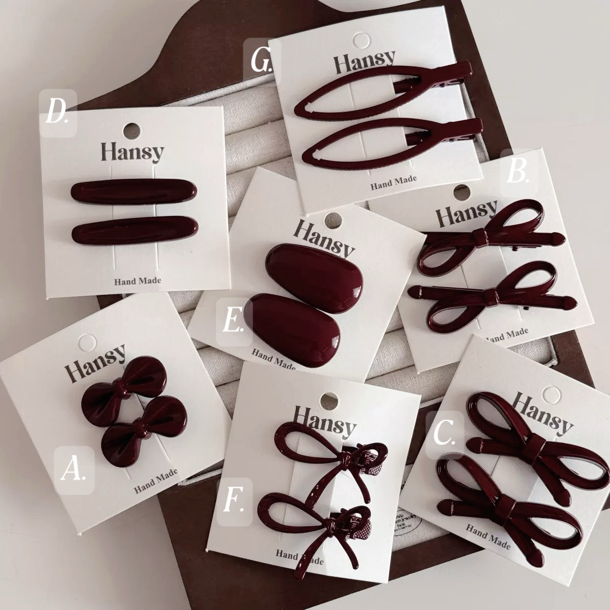 法式紅色系髮夾