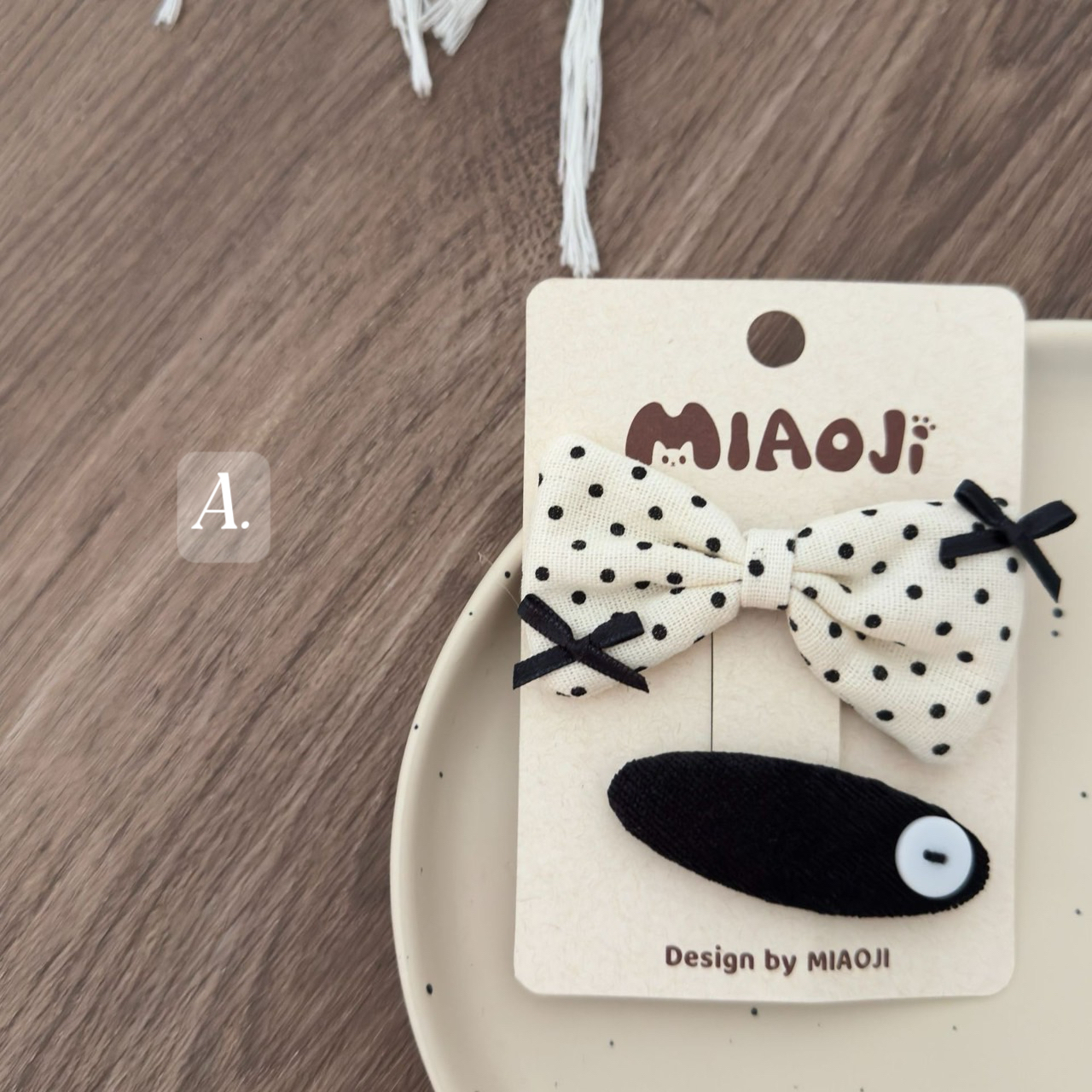 甜美黑波點髮夾