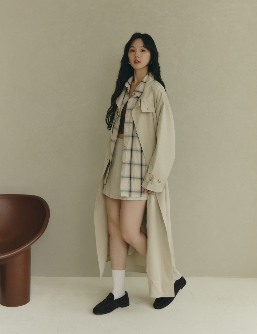 質感立領長版風衣外套（2尺寸）