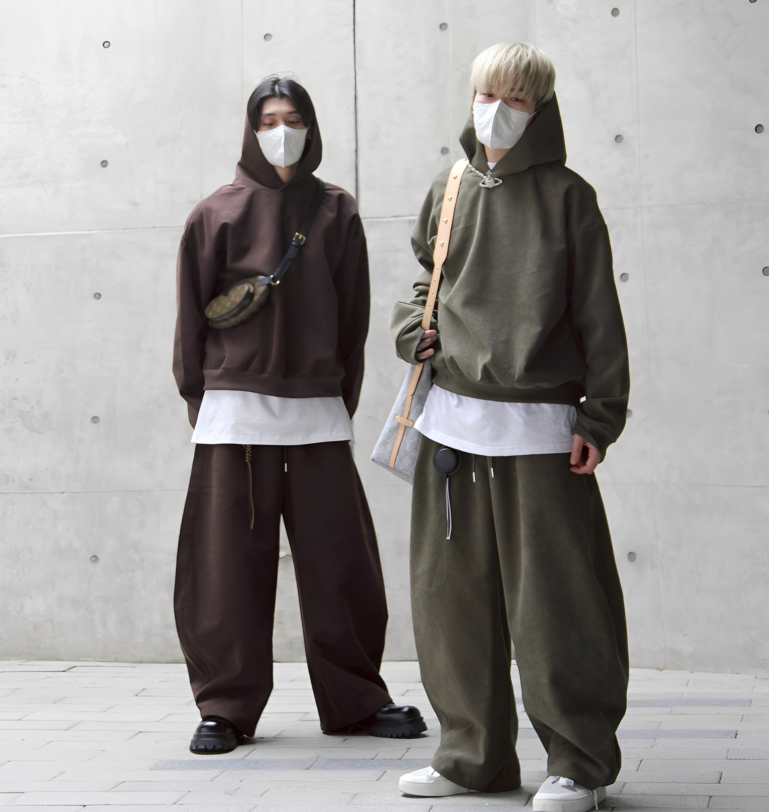 套裝可拆買！燈芯絨 寬短 帽T 彎刀褲