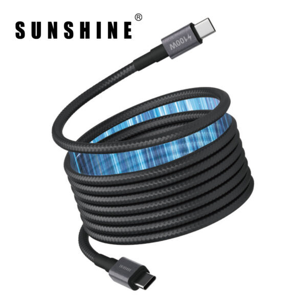 PD100W磁吸充電線 USB-C轉USB-C 2米 黑色 CAM-1020BK