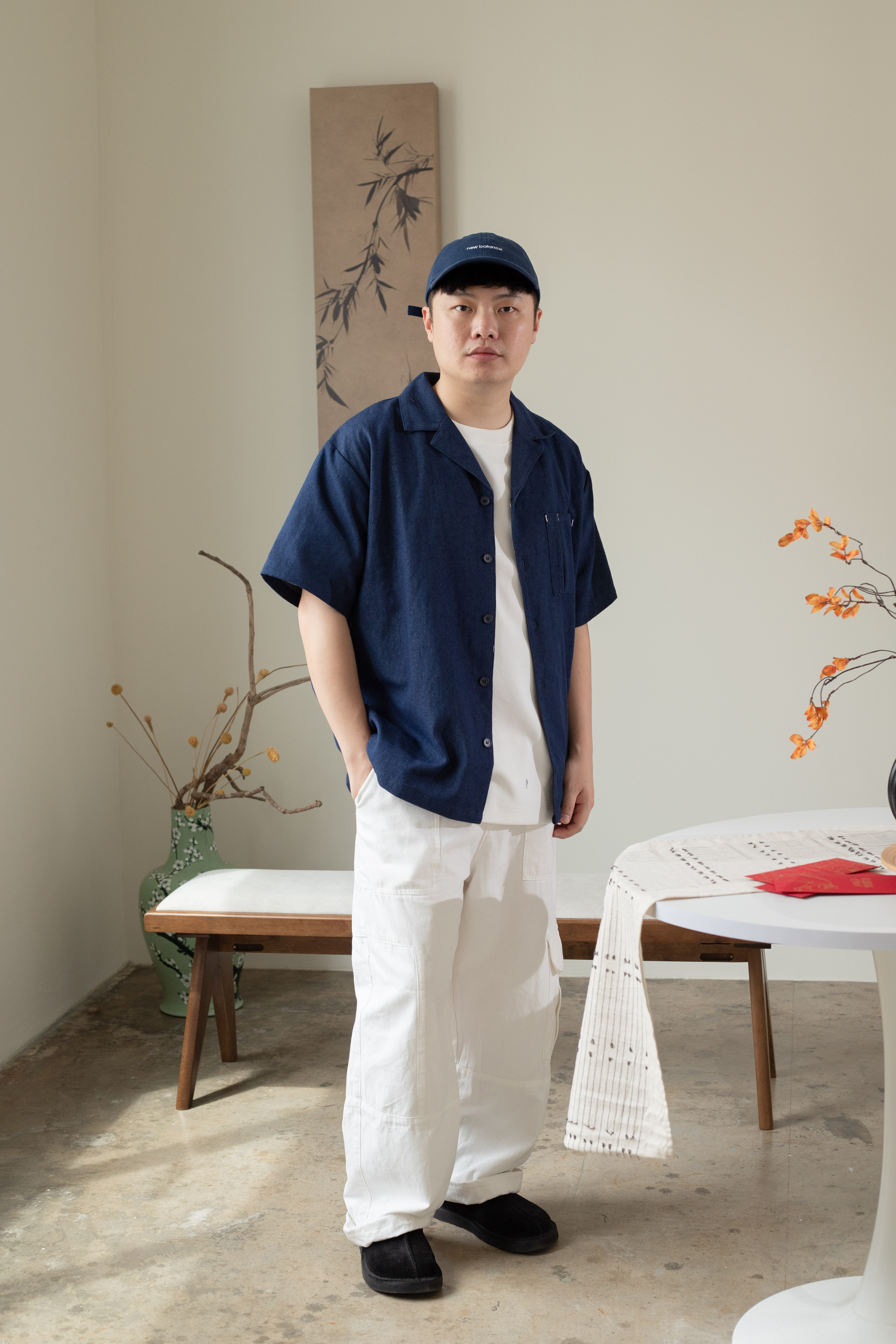 Luo Yi Men Collar Shirt Denim -2598BSDEN