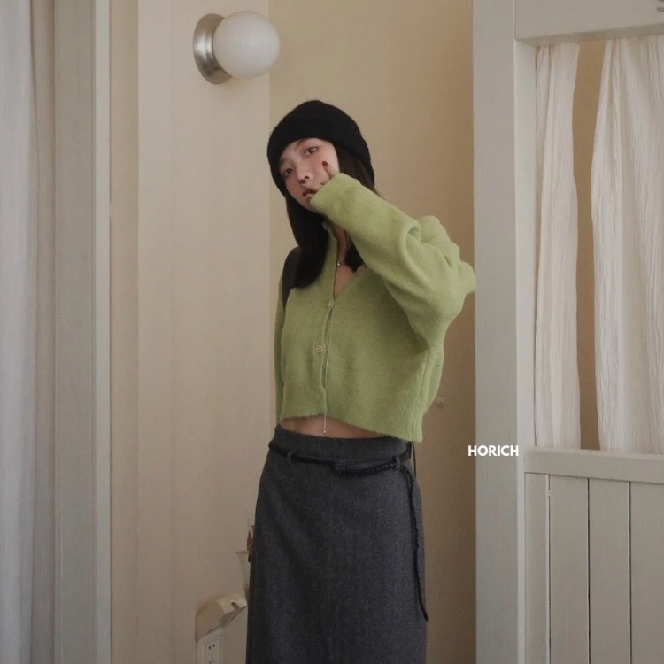 𝗗𝗲𝗰.𝟮𝟯 / 8006-選色障礙短版圓領排釦針織外套(5色) /綠色
