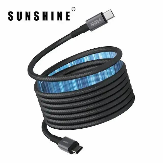 PD60W磁吸充電線 USB-C轉USB-C 2米 黑色 CAM-6020BK