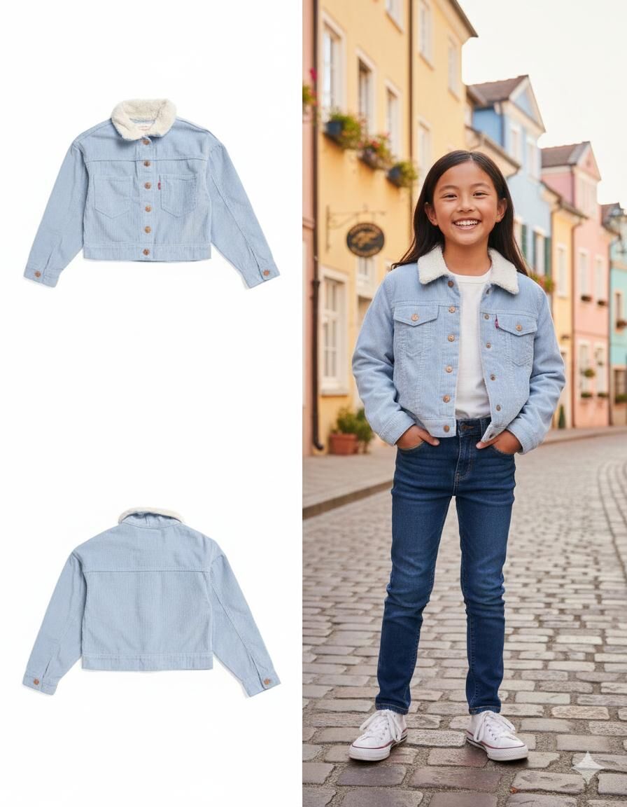 【預購】Q122206 LEVIS 大童女童外套 (淺色牛仔布)