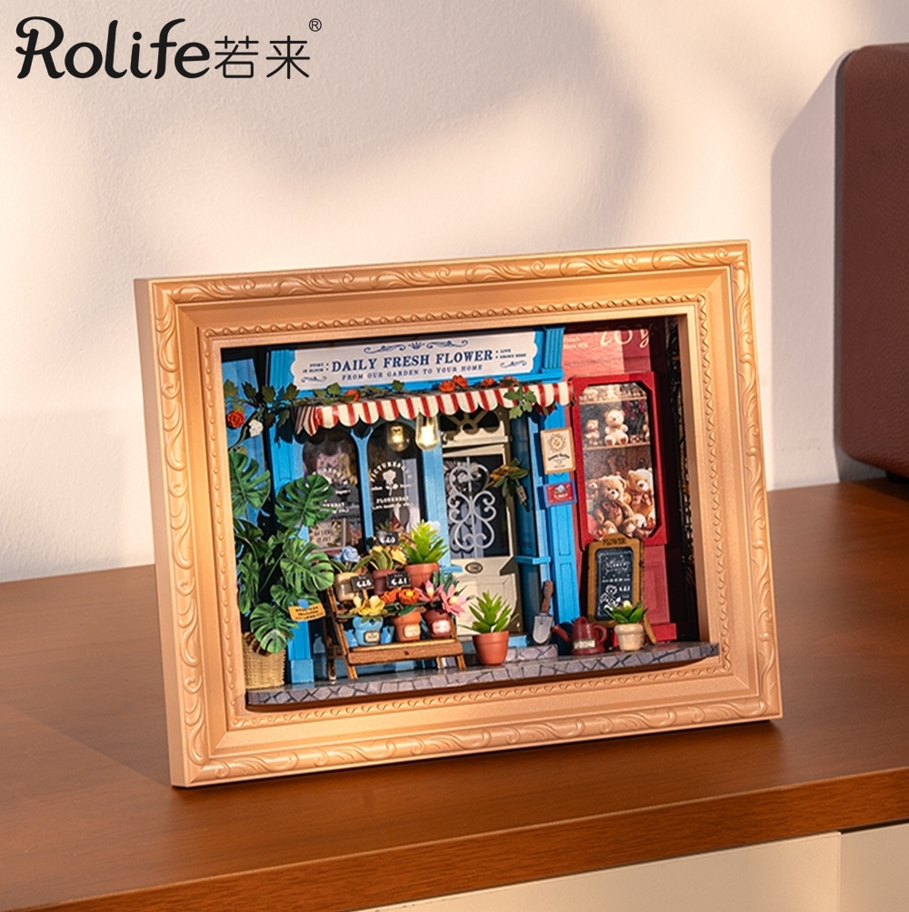 DIY袖珍小屋_【DP003】Rolife若來_相框小屋系列_ 街角花屋