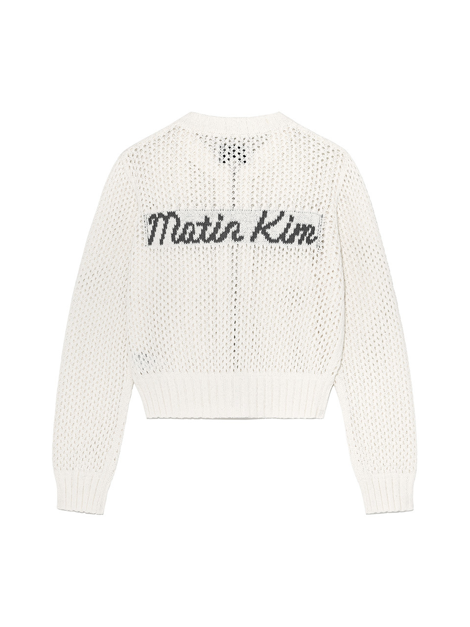 背面LOGO針織拉鍊外套 白色