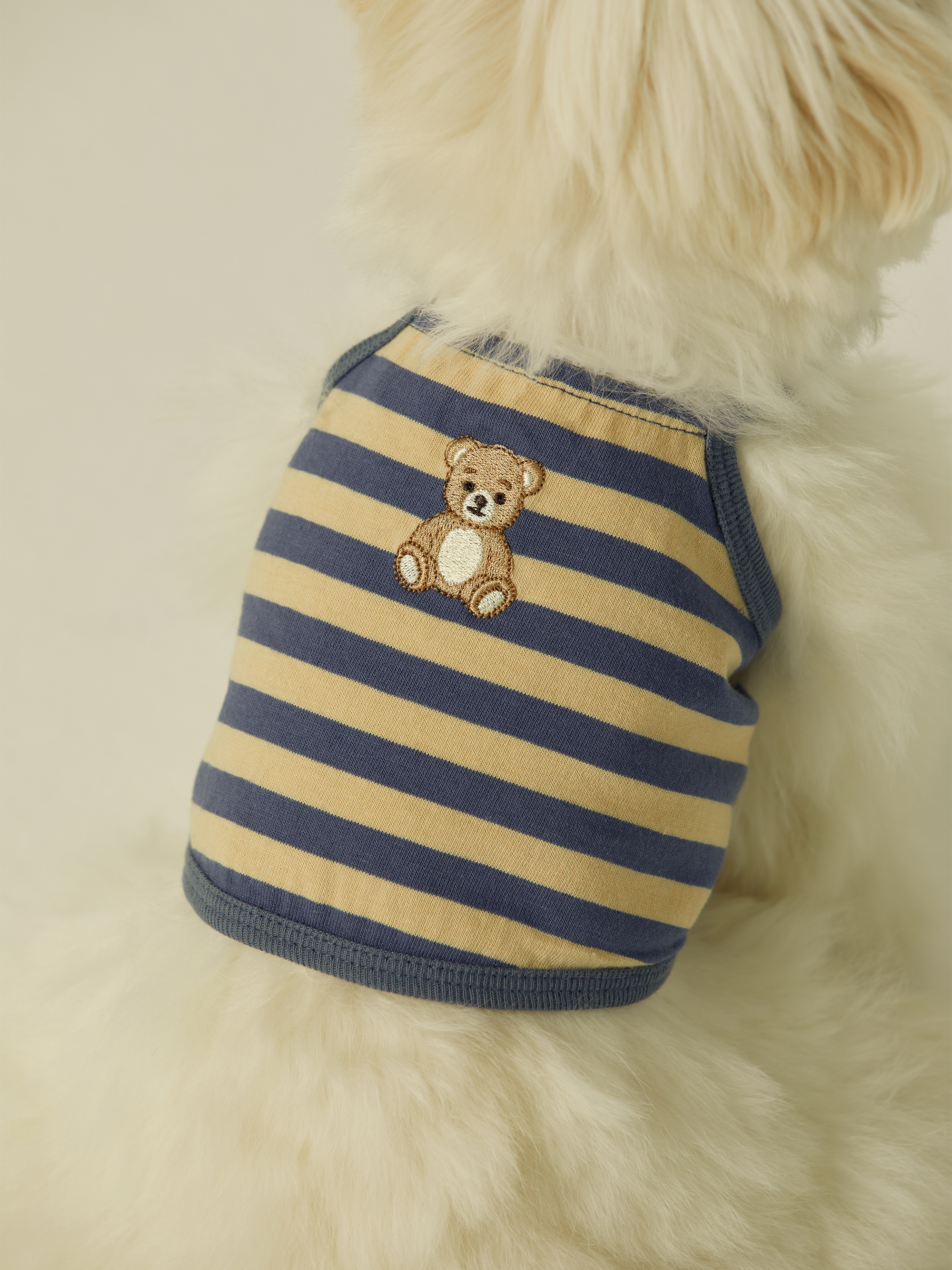 The Sallyslaw 復古泰迪熊刺繡上衣_午夜藍