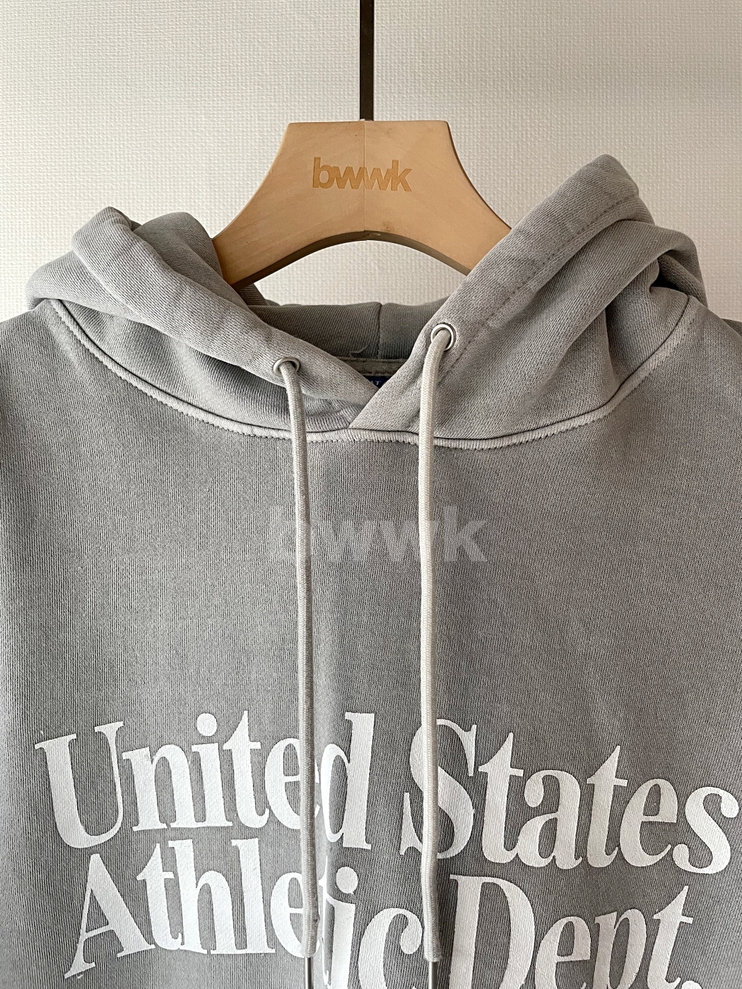 美式復古字母加厚連帽衛衣-淺灰